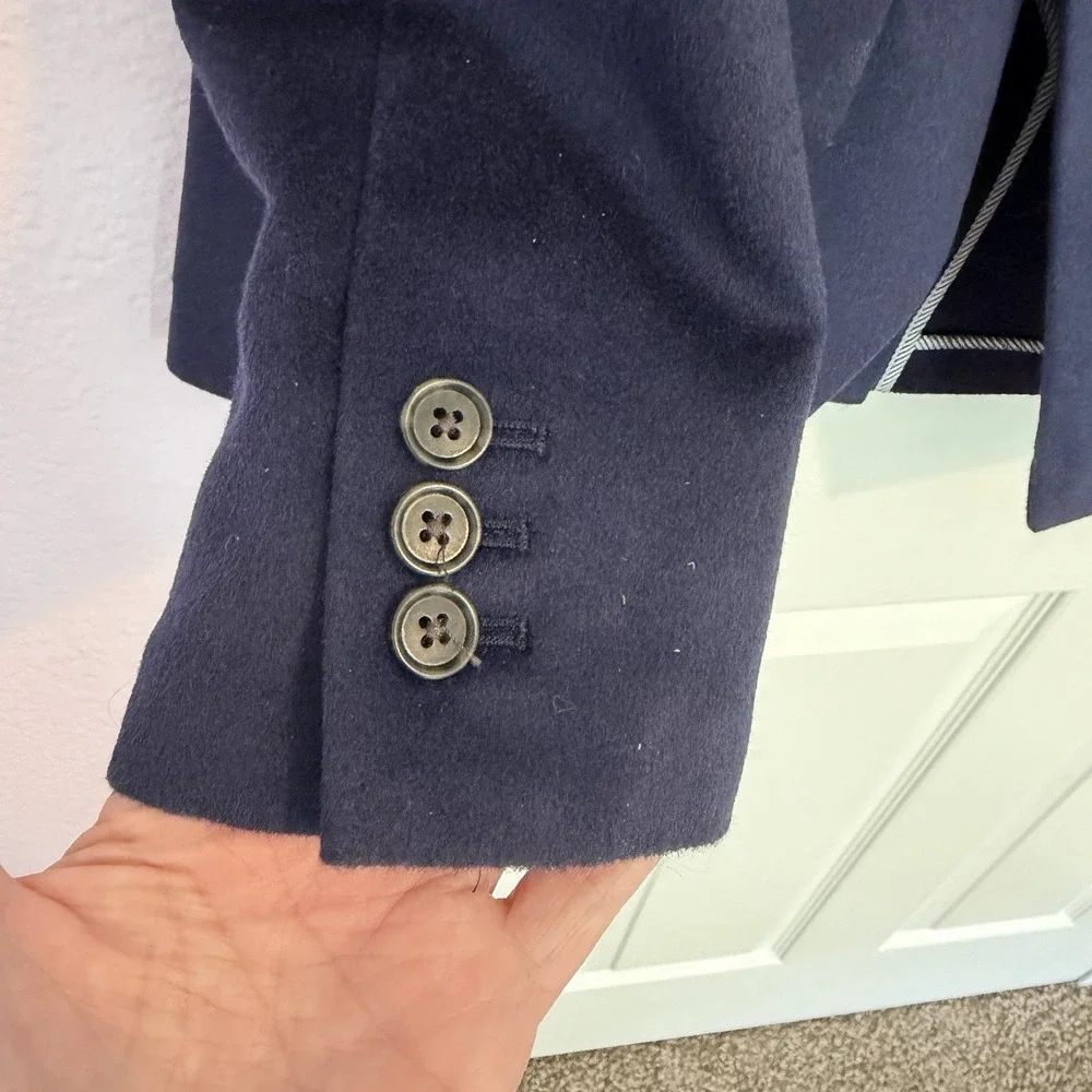 J. Crew Devon Blazer Navy Flannel Wool Blend Double Breasted Career Jacket 2